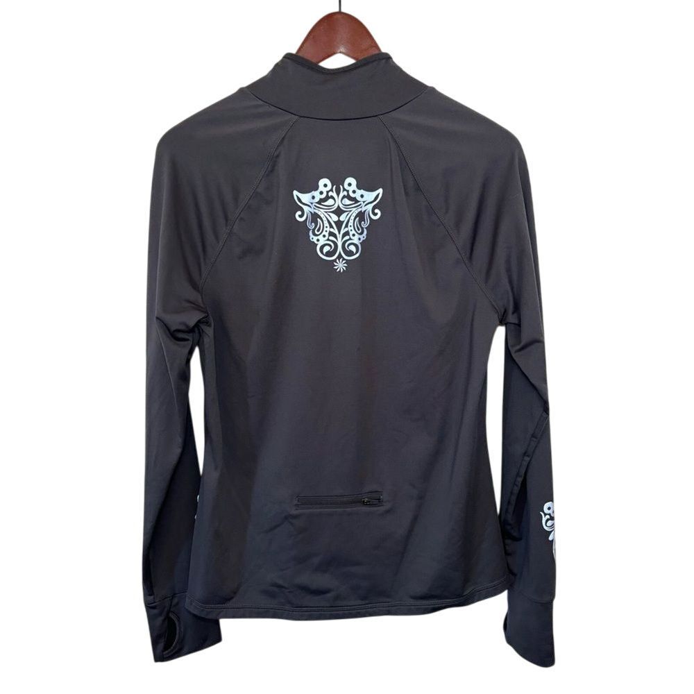 Athleta Jacket Large Gray Hindsight Reflective 1/4 Zip Pullover Thumbholes
